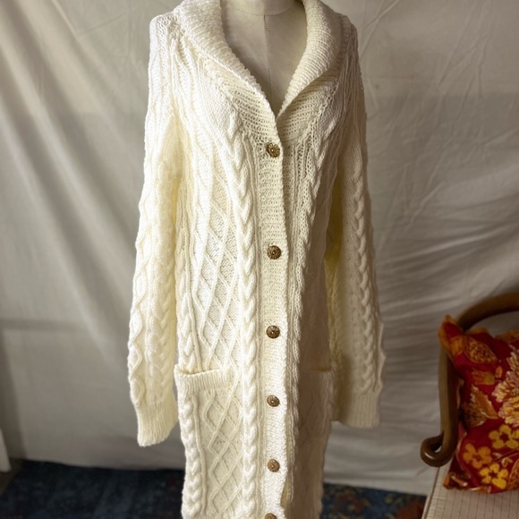 𝅺HANDMADE CABLE KNIT CARDIGAN SWEATER COAT - Picture 5 of 17